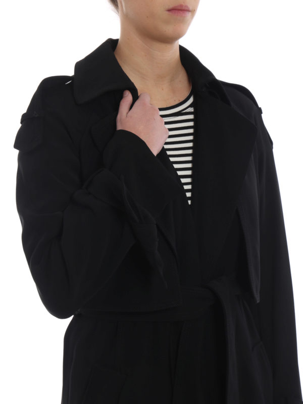 MICHAEL KORS buy online Tech fabric black long wrap trench coat