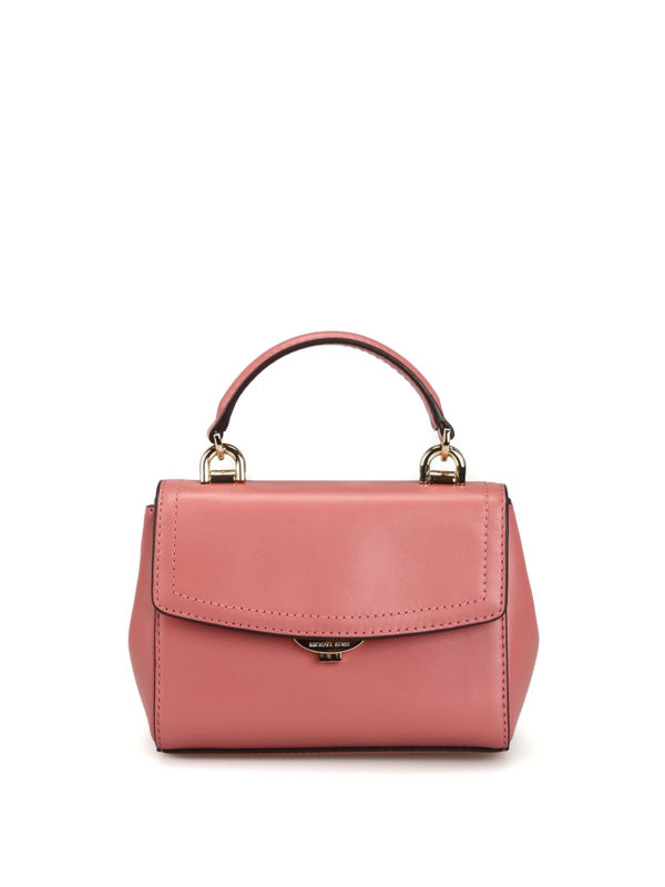 MICHAEL KORS: cross body bags - Pink smooth leather mini cross body bag