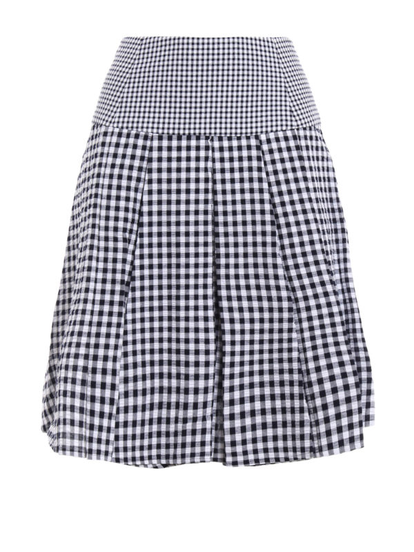 MICHAEL KORS: Knee length skirts & Midi - Gingham cotton pleated skirt