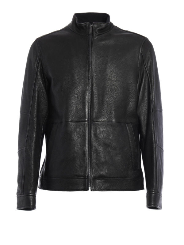 MICHAEL KORS: leather jacket - Grained leather jacket