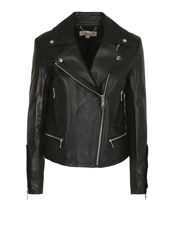 MICHAEL KORS: Lederjacken - Lederjacke - Schwarz