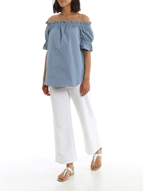 MICHAEL KORS: blouses online - Poplin off the shoulder top