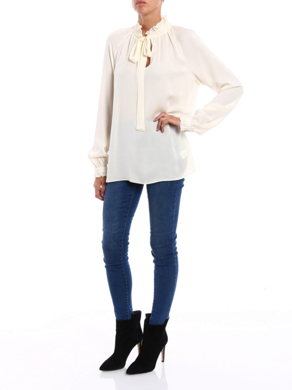 MICHAEL KORS: blouses online - Silk gathered collar blouse