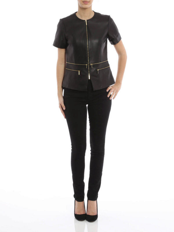 MICHAEL KORS: leather jacket online - Multi zip leather jacket