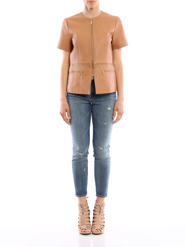 MICHAEL KORS: leather jacket online - Multi zip leather jacket