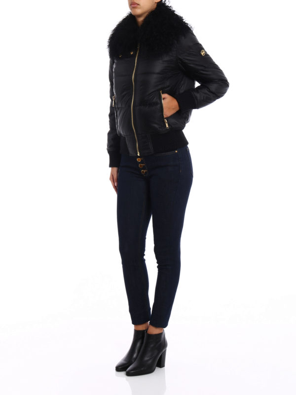 MICHAEL KORS: padded jackets online - Mongolian fur collar puffer jacket