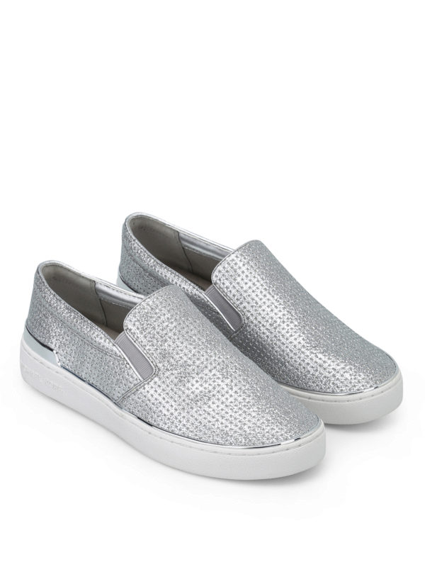 MICHAEL KORS: trainers online - Kyle silver glitter slip-ons