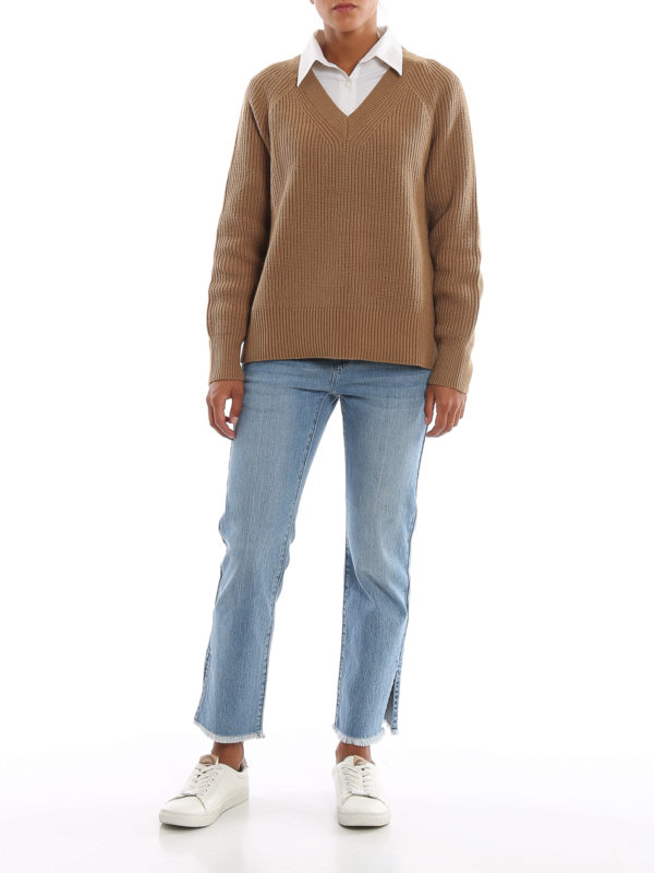 MICHAEL KORS: Col en V online - Pull À Col V - Marron Clair