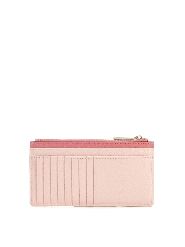 Scalloped two tone leather wallet