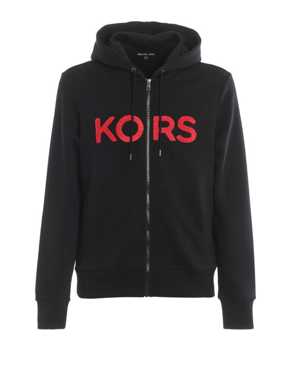 MICHAEL KORS: Sweatshirts & Sweaters - Terrycloth logo black hoodie