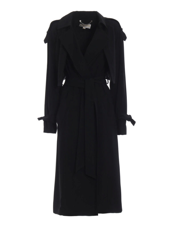 MICHAEL KORS: trench coats - Tech fabric black long wrap trench coat