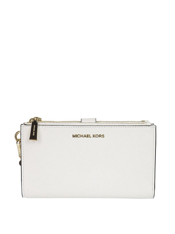 MICHAEL KORS: wallets & purses - Adele white double zip wallet