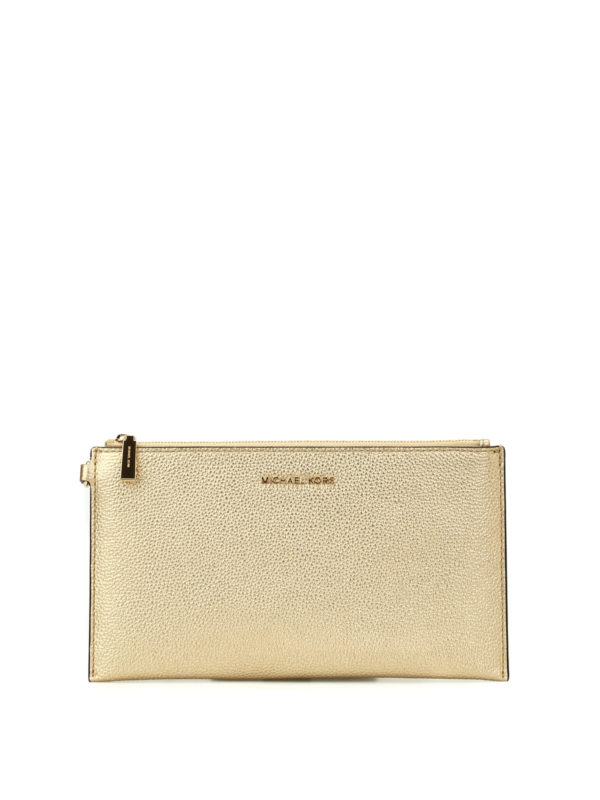 MICHAEL KORS: wallets & purses - Wristlet gold flat purse