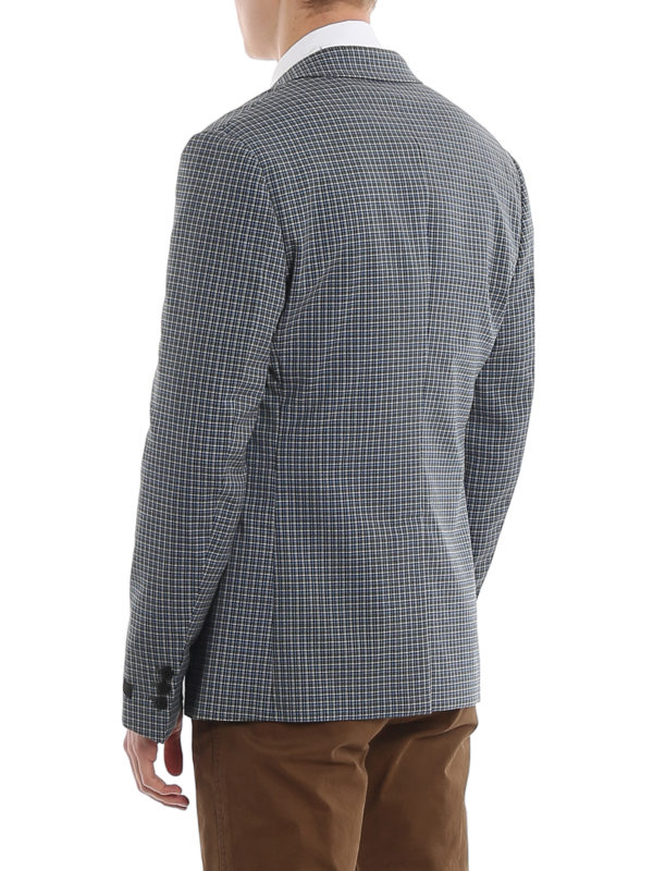 Micro check wool blazer shop online: PRADA