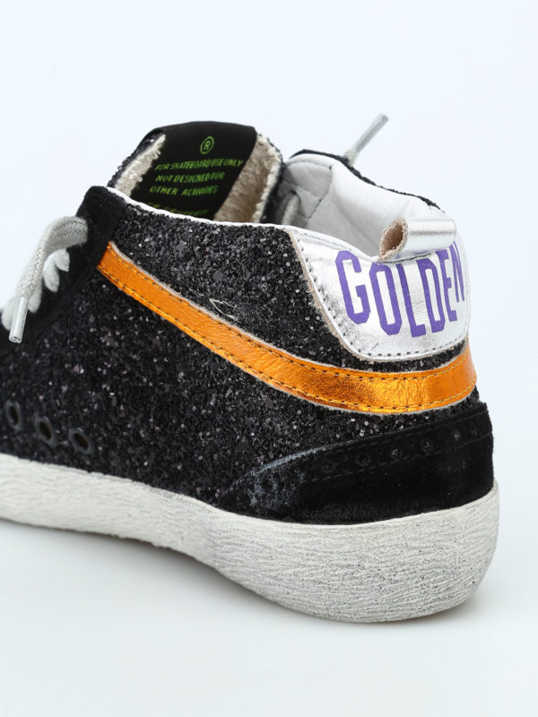 Mid Star glittered leather high-top sneakers shop online: GOLDEN GOOSE