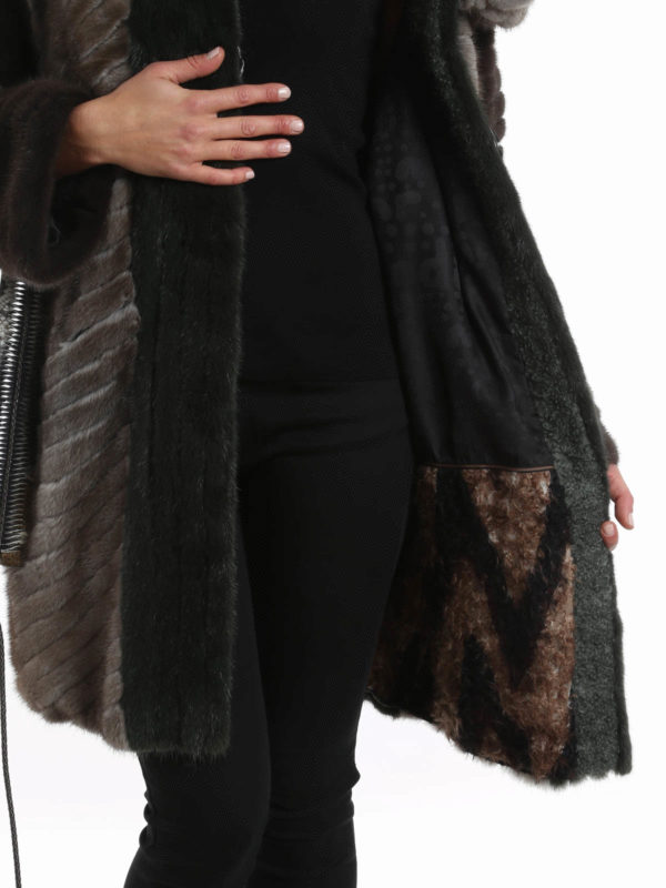 Mink fur and python belt coat