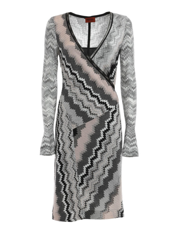 MISSONI: knee length dresses - Chevron pattern wrap dress