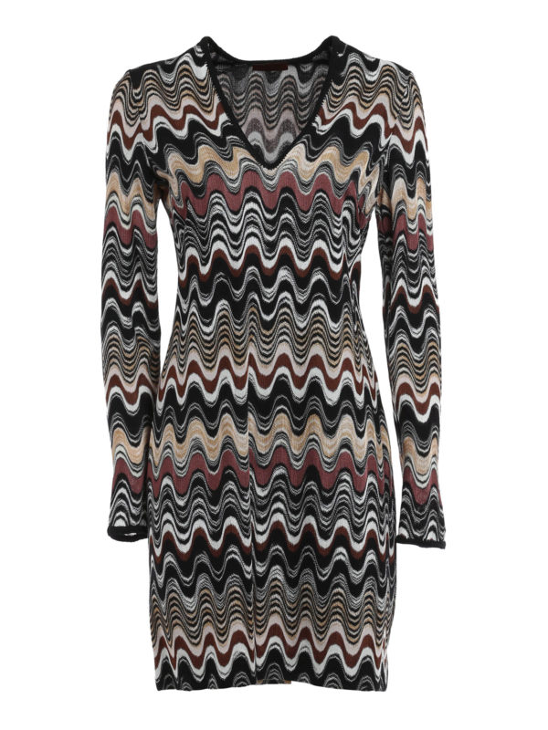 MISSONI: knee length dresses - Wave pattern V neck dress
