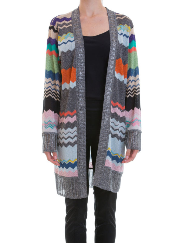 MISSONI: cardigans online - Chevron pattern open front cardigan