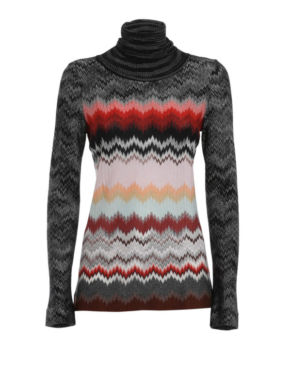 MISSONI: Turtlenecks & Polo necks - Chevron pattern turtle-neck