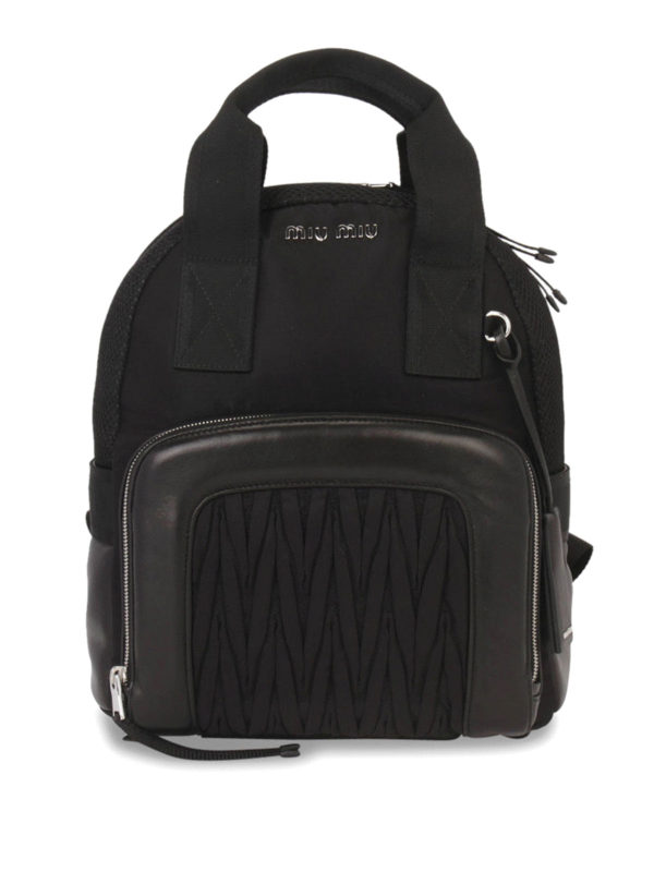 MIU MIU: zaini - Zaino in nylon e nappa matelassé
