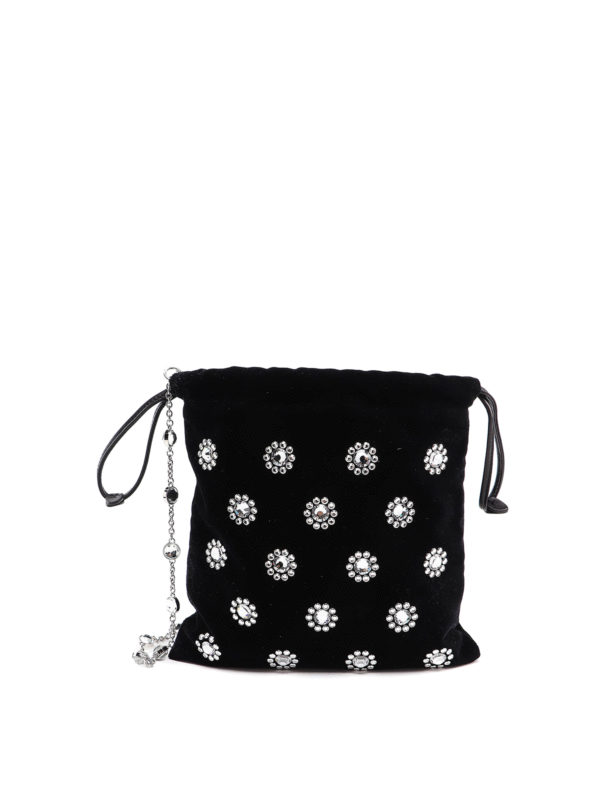 MIU MIU: Bucket bags - Embellished velvet bucket bag