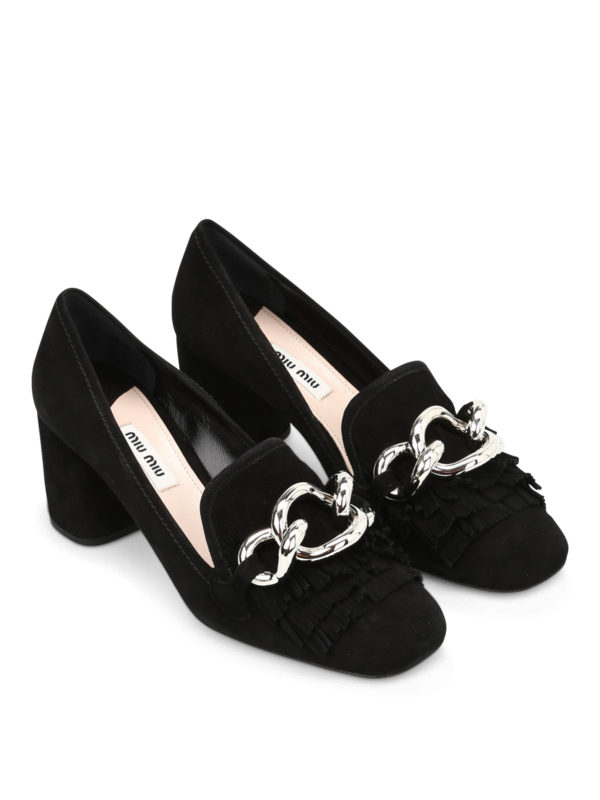 MIU MIU: court shoes online - Loafers-inspired suede pumps