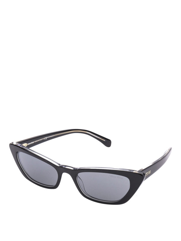 Miu Miu Black Cat-Eye Sunglasses with Gold Temple Logo Miu Miu Black Cat-Eye Sunglasses with Gold Temple Logo main image 2