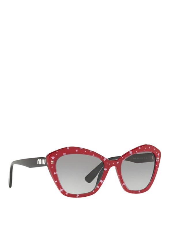 MIU MIU: sunglasses - Star patterned red cat-eye sunglasses