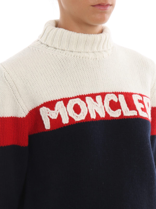 MONCLER buy online Pullover color block con intarsio logo