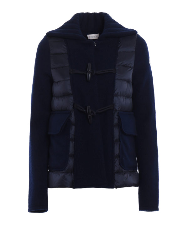 MONCLER: casual jackets - Padded front wool cloth jacket