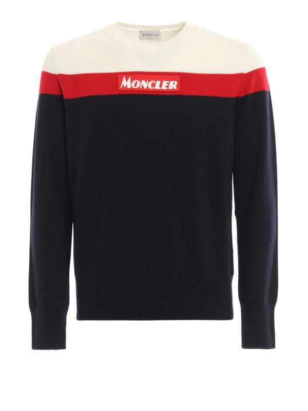 MONCLER: Pull col rond - Pull Col Rond - Bleu