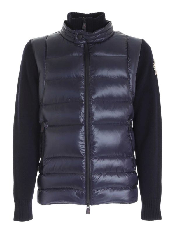 MONCLER GRENOBLE: cardigans - Down detail cardigan in blue