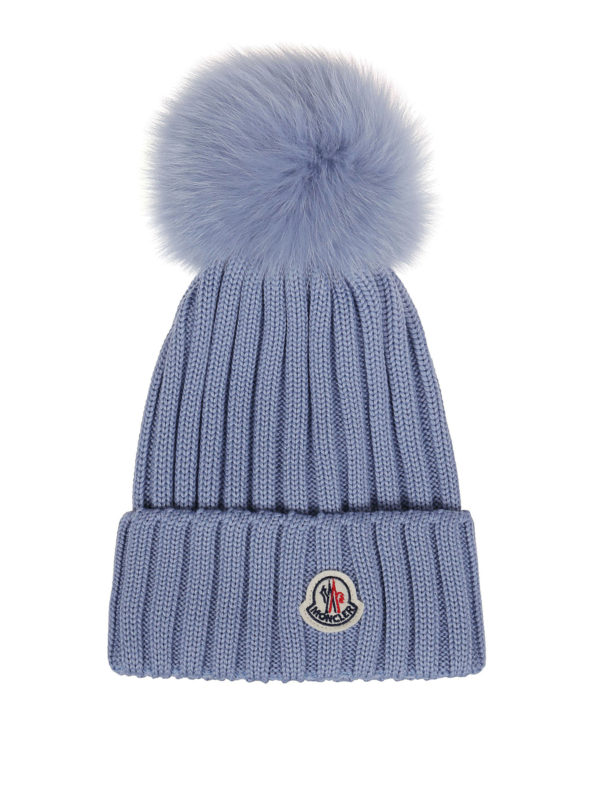 MONCLER: hats & caps - Pom pom wool beanie