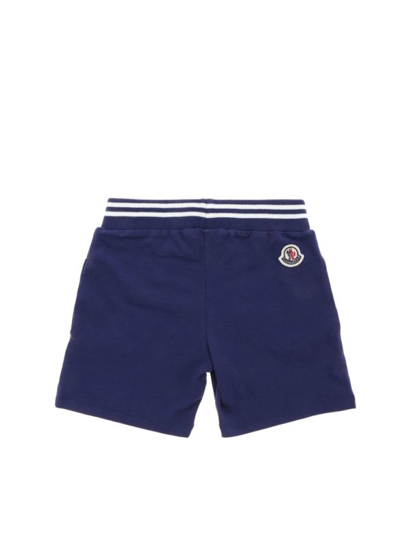 MONCLER JR: pantaloni corti e shorts online - Bermuda in felpa di cotone blu