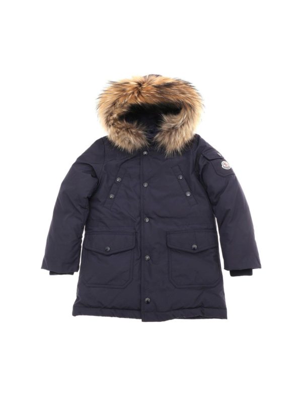 MONCLER JR: padded coats - "Yann" blue down jacket