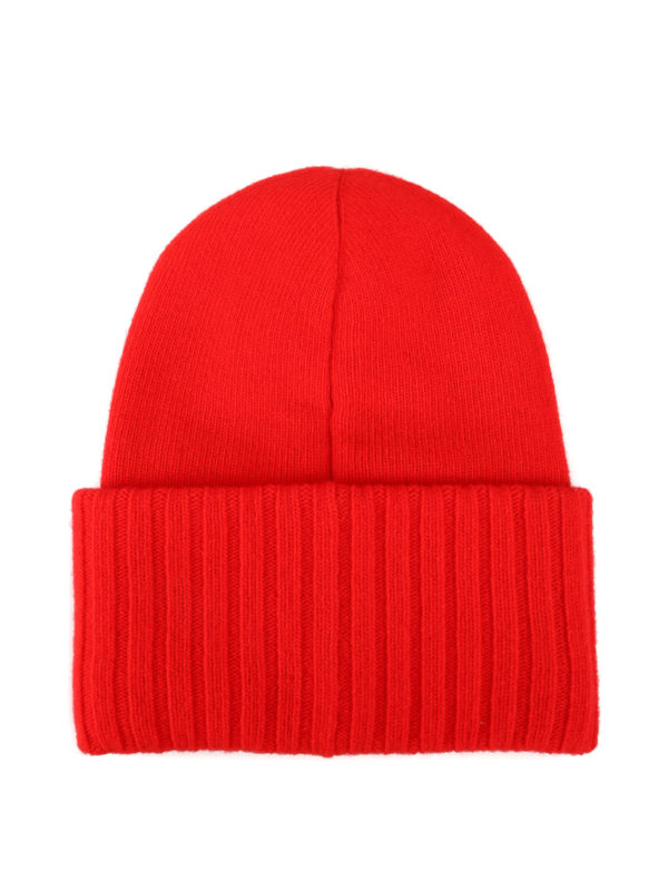 MONCLER: beanies online - Wool logo patch beanie