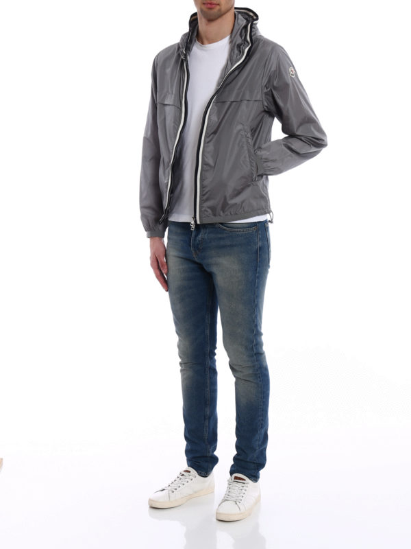 MONCLER: casual jackets online - Anton windproof hooded grey jacket
