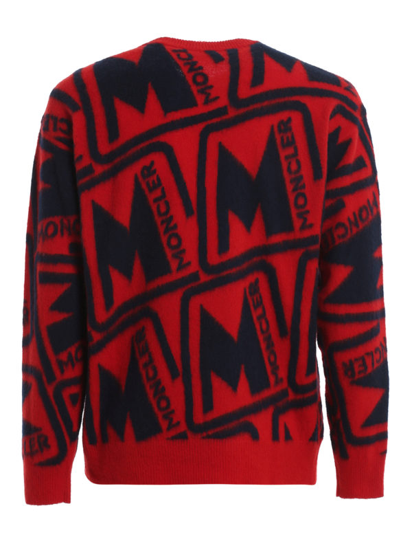 MONCLER: Strickpullover mit Rundhalsausschnitt online - Rundhalspullover - Rot