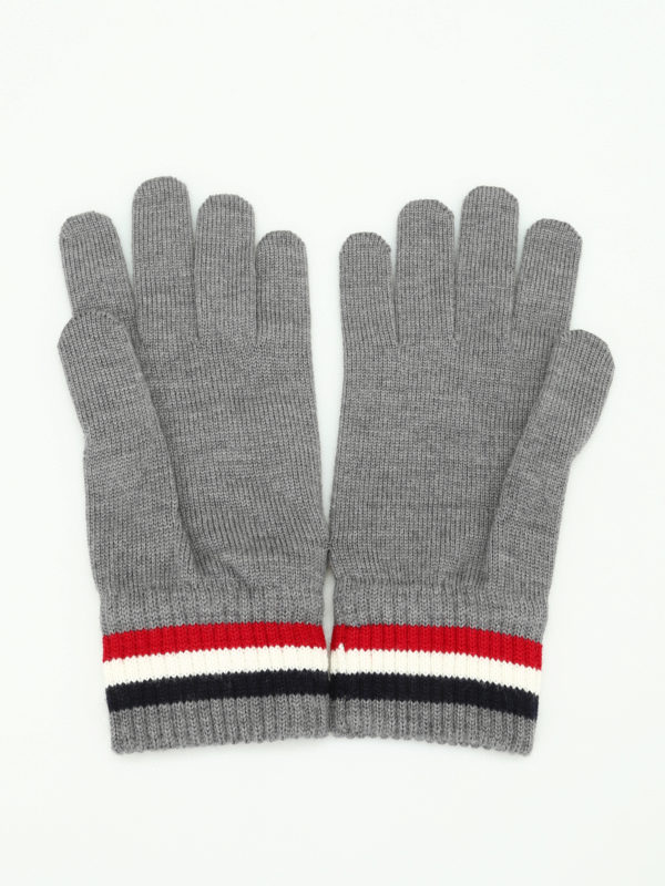 MONCLER: gloves online - Logo knitted wool gloves