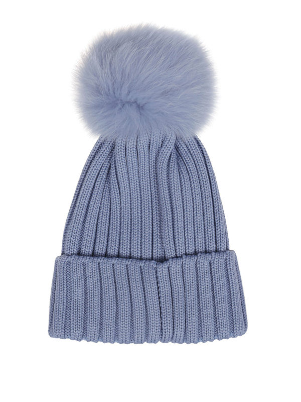MONCLER: hats & caps online - Pom pom wool beanie