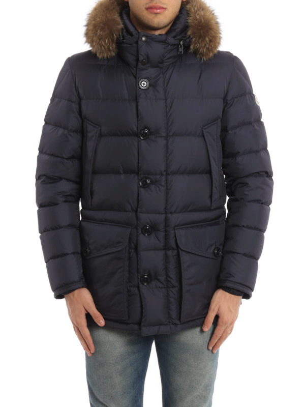 MONCLER: Kurze Daunenjacken online - Cluny fur detailed padded jacket