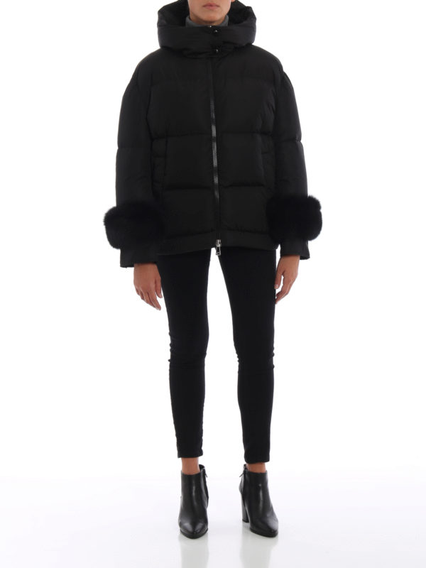MONCLER: padded jackets online - Effraie down jacket with fur cuffs