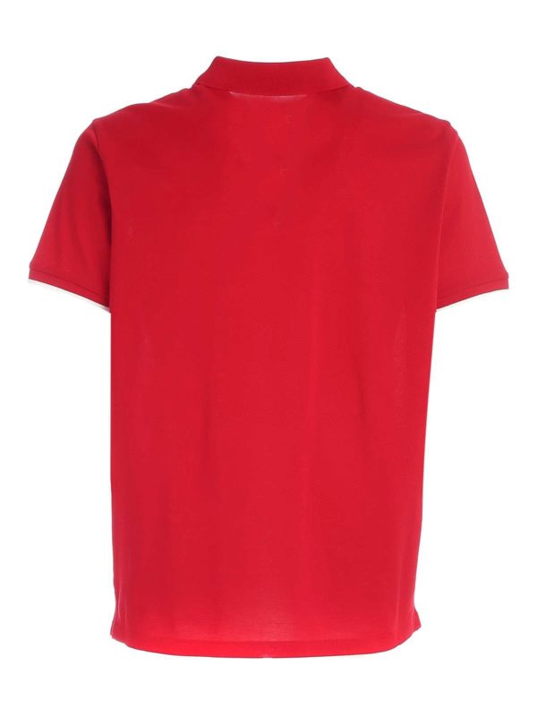 MONCLER: polo shirts online - Maxi logo patch polo shirt in red