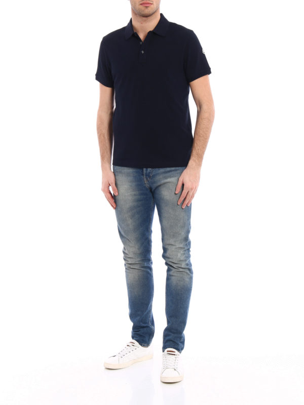 MONCLER: Polos online - Polo - Azul Oscuro
