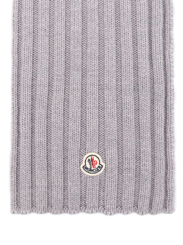MONCLER: scarves online - Rib knitted virgin wool scarf