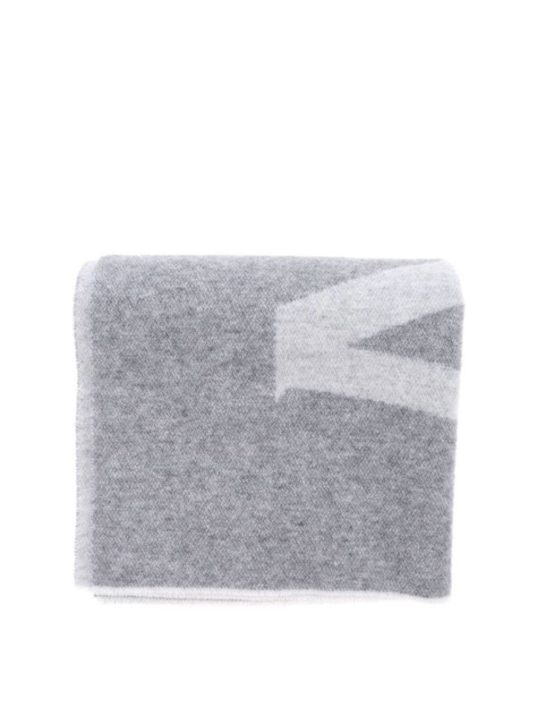 MONCLER: scarves online - Wool blend logo scarf