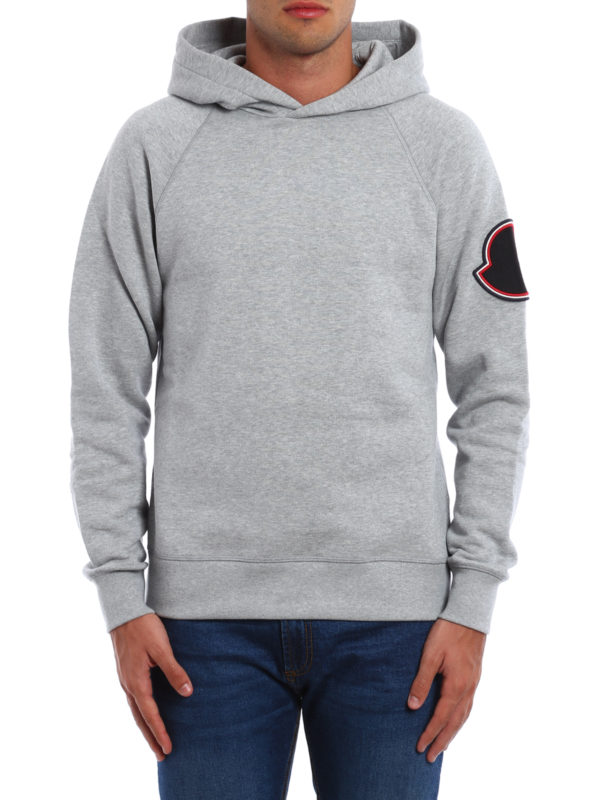 MONCLER: Sweatshirts & Sweaters online - Logo patch cotton hoodie