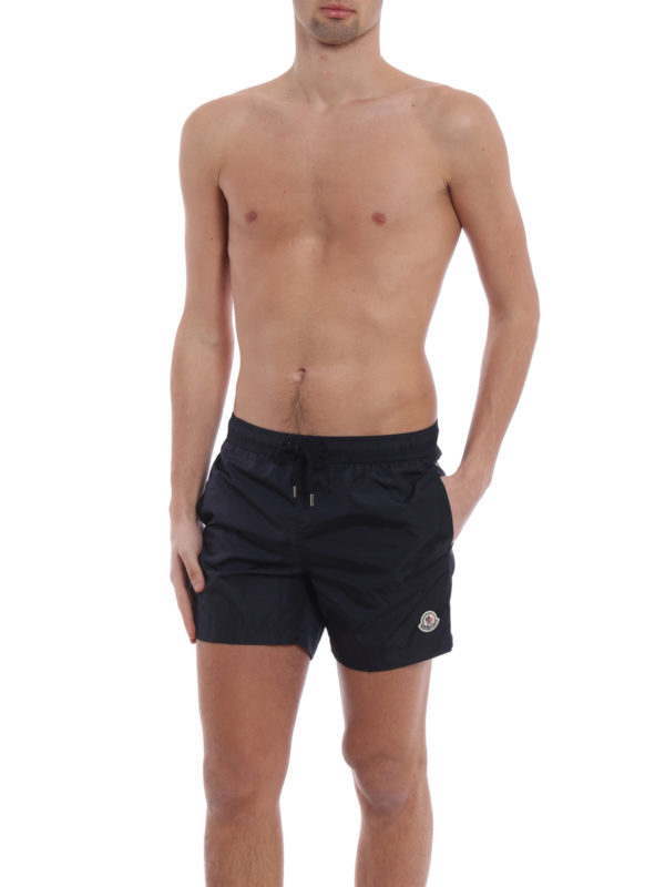 MONCLER: Costumi piscina e boxer online - Boxer da mare blu con tasca con zip