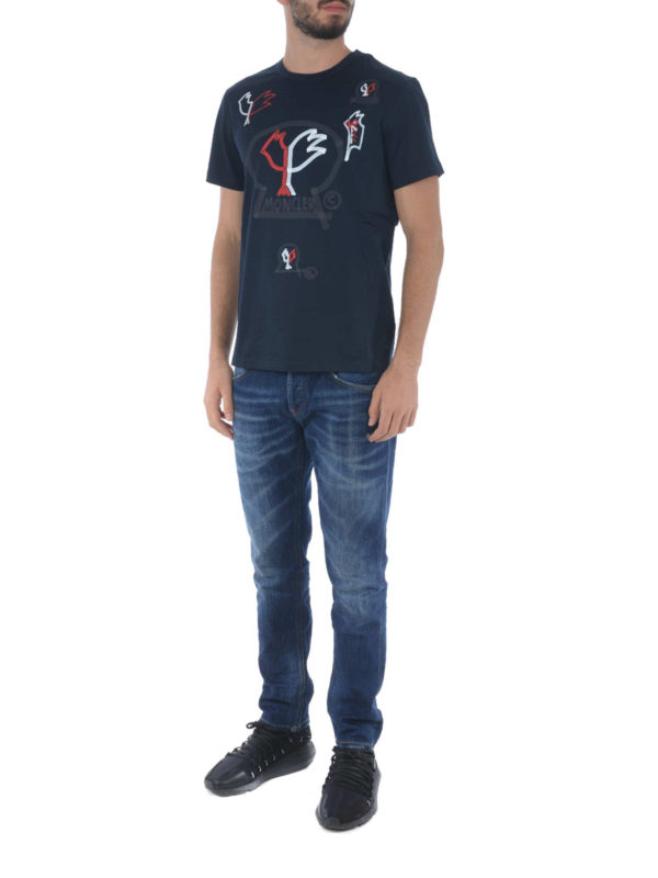MONCLER: t-shirt online - T-shirt in jersey blu Moncler Genius 2